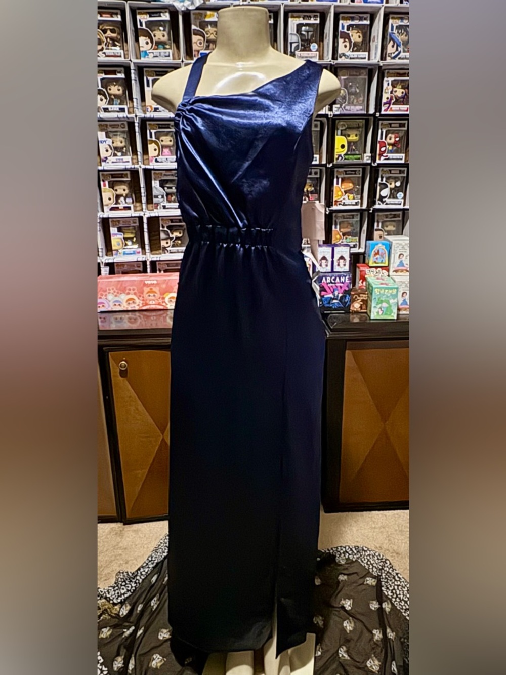 Avec Les Filles Midnight Blue Satin Gown